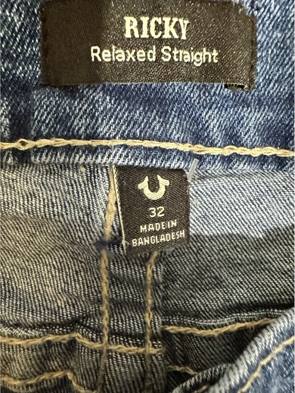 True Religion Ricky Jeans Mens 32 Light Wash Relaxed Straight Flap Pocket